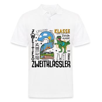 2nd class Dino T-Rex - Men's Polo Shirt - white - Front - Kai (181cm)