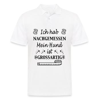 Ich hab nachgemessen - Hundemotiv - Hundespruch - Männer Poloshirt - Weiß - Vorne - Kai (181cm)