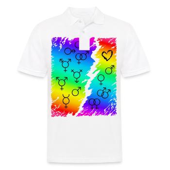 LGBT LGBTQ Regenbogen Flagge - Männer Poloshirt - Weiß - Vorne - Kai (181cm)