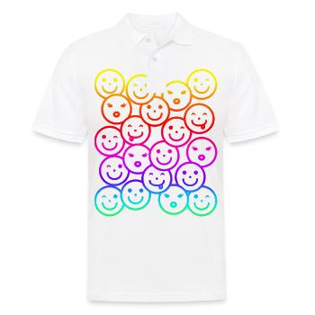 Colorful funny faces with rainbow gradient - Men's Polo Shirt - white - Front - Kai (181cm)