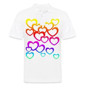 bunte Herzen Farbverlauf Regenbogen Herzsymbol - Männer Poloshirt - Weiß - Vorne - Kai (181cm)