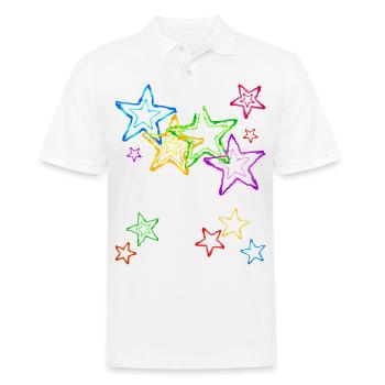 bunte Sterne - Männer Poloshirt - Weiß - Vorne - Kai (181cm)