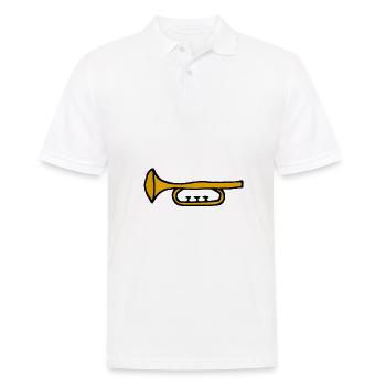 Trompete, Cartoon - Männer Poloshirt - Weiß - Vorne - Kai (181cm)