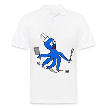 Octopus Cook, Funny Squid Cook Gift - Men's Polo Shirt - white - Front - Kai (181cm)