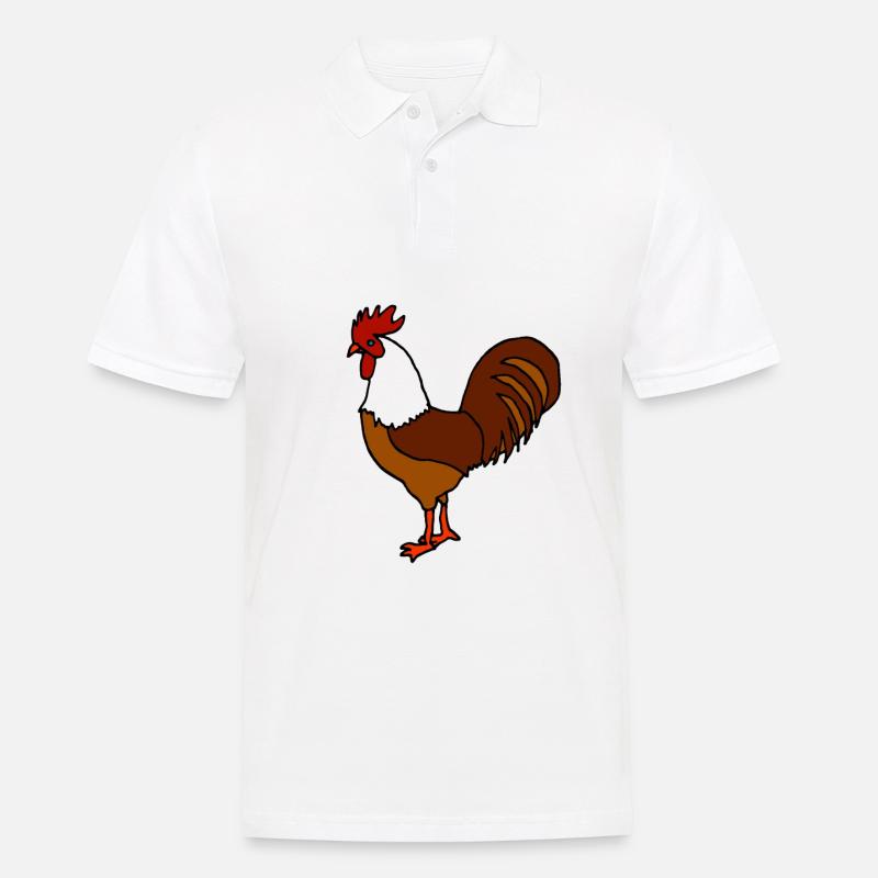 Hahn Comic - Männer Poloshirt - Weiß