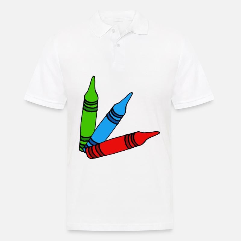 Wachsmalstifte - Männer Poloshirt - Weiß