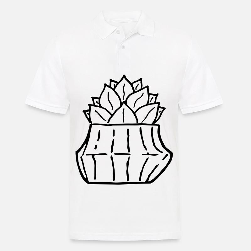 Handgemalter Kaktus - Männer Poloshirt - Weiß