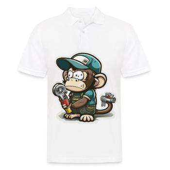 Zerrender Primat - Männer Poloshirt - Weiß - Vorne - Kai (181cm)