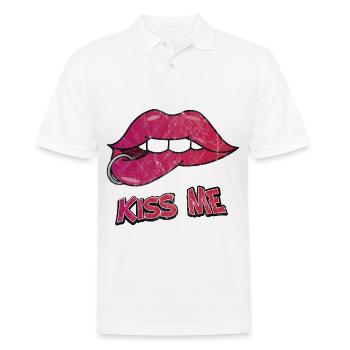 Lèvres Baiser Bouche Cadeau Piercing Amour Valentine - Polo Homme - blanc - Devant - Kai (181cm)