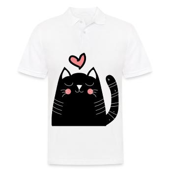 Katze Katzen Mietze Liebeskatze als Geschenk - Männer Poloshirt - Weiß - Vorne - Kai (181cm)