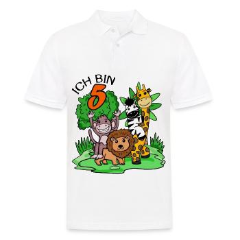 Ich bin 5 - 5. Geburtstag - Niedliche Tiere - Männer Poloshirt - Weiß - Vorne - Kai (181cm)
