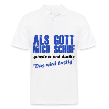 Als gott mich schuf wurde es lustig - Männer Poloshirt - Weiß - Vorne - Kai (181cm)