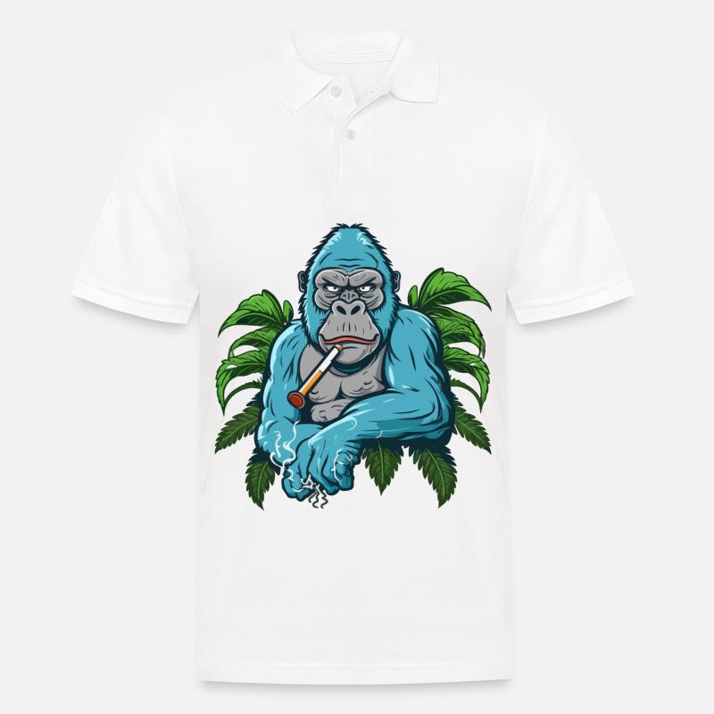 Stumpfer Gorilla - Männer Poloshirt - Weiß