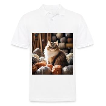 Chat à Yarn Paradise - Polo Homme - blanc - Devant - Kai (181cm)