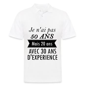 Cadeau anniversaire 50 ans - Polo Homme - blanc - Devant - Kai (181cm)