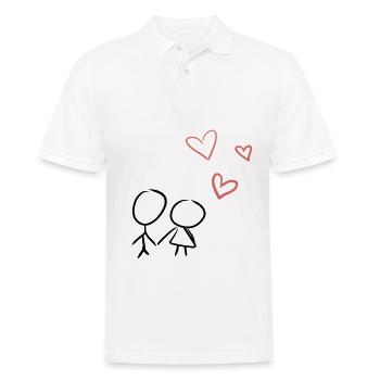 herz liebespaar liebe - Männer Poloshirt - Weiß - Vorne - Kai (181cm)