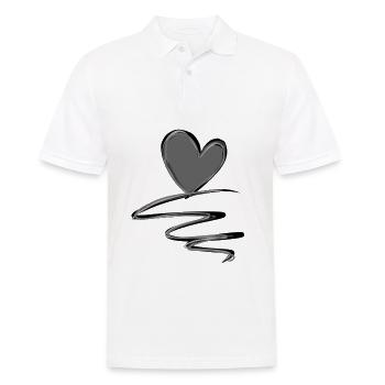lignes de cœur stroke line symbole d’amour - Polo Homme - blanc - Devant - Kai (181cm)