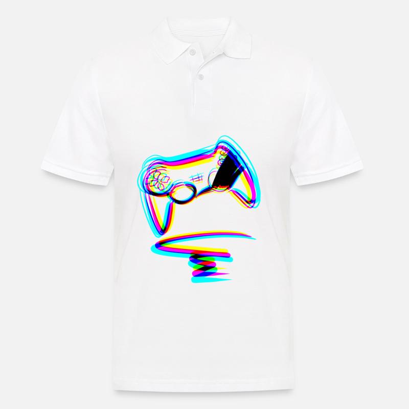 controller gamer zocken linien effekt - Männer Poloshirt - Weiß