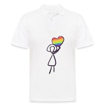 Cœur arc-en-ciel LGBT - Polo Homme - blanc - Devant - Kai (181cm)