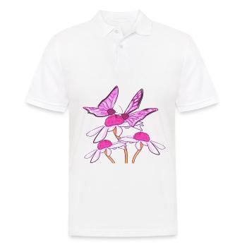 fleurs papillon fleur plante printemps - Polo Homme - blanc - Devant - Kai (181cm)