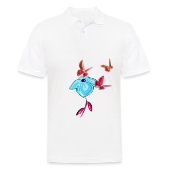 frühling blau blume tier natur rot - Männer Poloshirt - Weiß - Vorne - Kai (181cm)