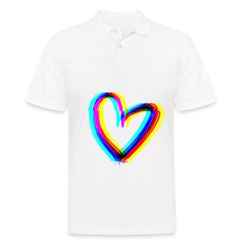 effet cœur 3D symbole amour - Polo Homme - blanc - Devant - Kai (181cm)