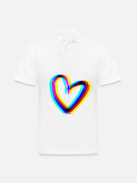 heart effect 3d symbol love - Men's Polo Shirt - white