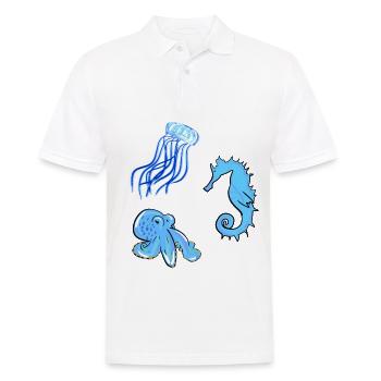 méduses poulpes animaux marins biologie - Polo Homme - blanc - Devant - Kai (181cm)