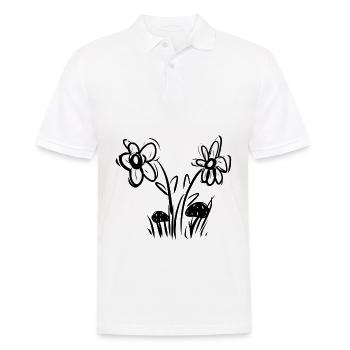 blumen symbol blume muster rosa grass pilze - Männer Poloshirt - Weiß - Vorne - Kai (181cm)