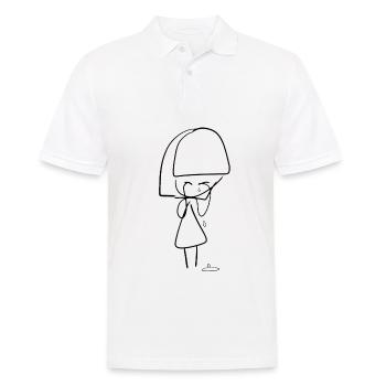 triste pleureuse fille malheureuse larme - Polo Homme - blanc - Devant - Kai (181cm)