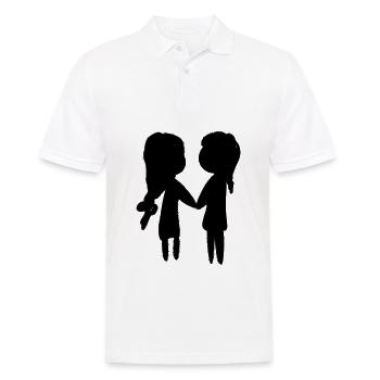 symbol freunde freundschaft frau dunkel - Männer Poloshirt - Weiß - Vorne - Kai (181cm)