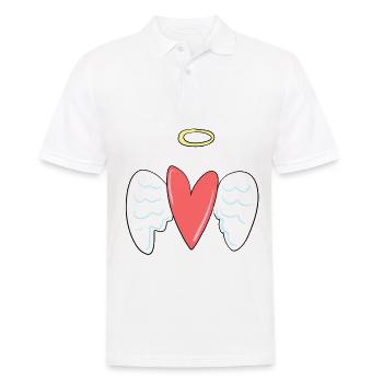 ange cœur rouge protéger l’amour anges gardiens anges - Polo Homme - blanc - Devant - Kai (181cm)