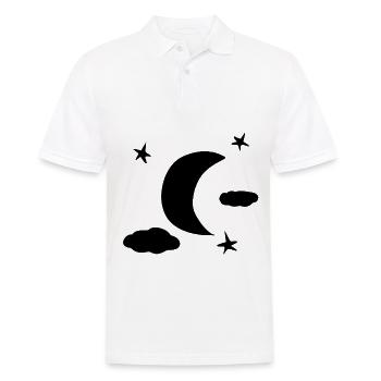 sterne mond nacht himmel simpel - Männer Poloshirt - Weiß - Vorne - Kai (181cm)