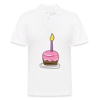 torte kuchen kerze geburtstag - Männer Poloshirt - Weiß - Vorne - Kai (181cm)