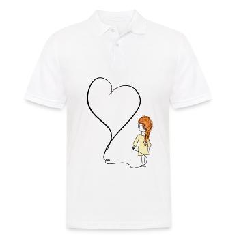 herz liebe mädchen symbol faden - Männer Poloshirt - Weiß - Vorne - Kai (181cm)