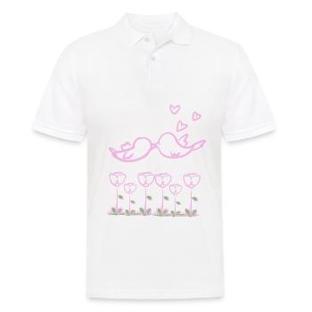 Liebe Vogel Tiere Natur Blumen - Männer Poloshirt - Weiß - Vorne - Kai (181cm)