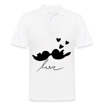 Valentine's Day Couple Bird Hearts Love - Men's Polo Shirt - white - Front - Kai (181cm)