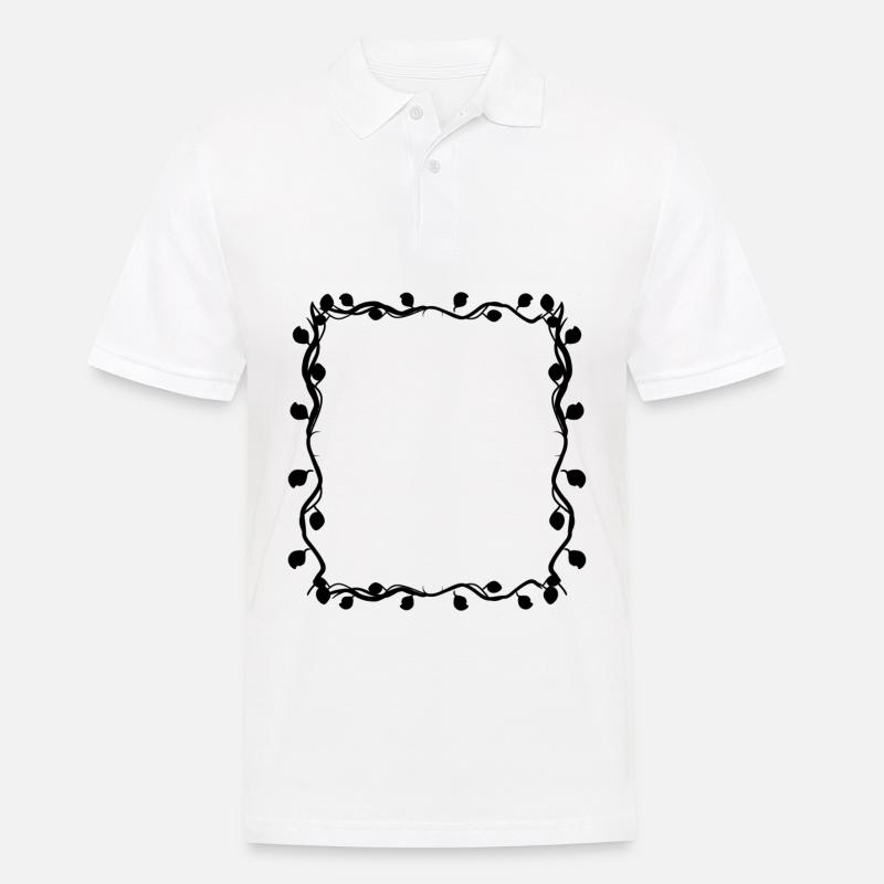 Leaves Square Branches Frame Square - Men's Polo Shirt - white