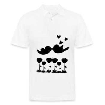 Liebe Vogel Tiere Natur Blumen - Männer Poloshirt - Weiß - Vorne - Kai (181cm)