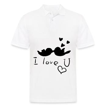 Je t’aime les oiseaux couple d’animaux - Polo Homme - blanc - Devant - Kai (181cm)