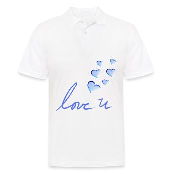 je t’aime Les cœurs bleus de la Saint-Valentin - Polo Homme - blanc - Devant - Kai (181cm)