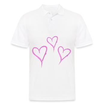 drei herzen glitzer rosa liebe - Männer Poloshirt - Weiß - Vorne - Kai (181cm)