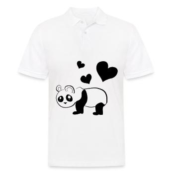 Panda Bär tier Herzen - Männer Poloshirt - Weiß - Vorne - Kai (181cm)