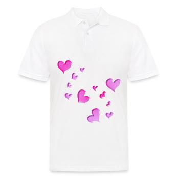 Herzen Muster Rosa symbol glitzer - Männer Poloshirt - Weiß - Vorne - Kai (181cm)