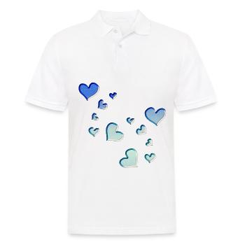 Muster Herzen Herz Symbol blau glitzer türkis - Männer Poloshirt - Weiß - Vorne - Kai (181cm)