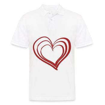 rotes Herz Symbol - Männer Poloshirt - Weiß - Vorne - Kai (181cm)