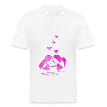 Liebespaar lesbisch rosa glitzer liebe - Männer Poloshirt - Weiß - Vorne - Kai (181cm)