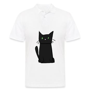 dunkle Katze Tier süß - Männer Poloshirt - Weiß - Vorne - Kai (181cm)
