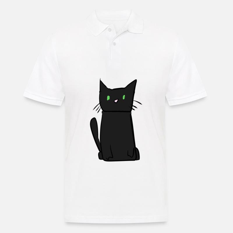 dunkle Katze Tier süß - Männer Poloshirt - Weiß