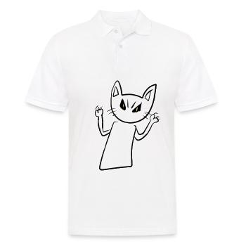 Chat effrayant en colère animal en colère - Polo Homme - blanc - Devant - Kai (181cm)